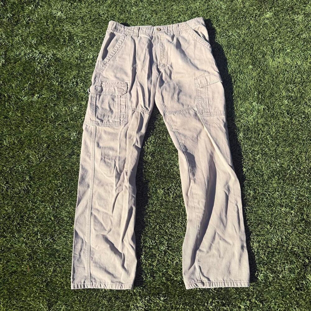 Wrangler Cargo Pants Size 34x34 Baggy Relaxed Brown Tan
